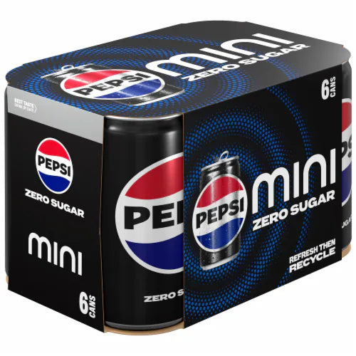 Pepsi Zero Sugar Cola Soda Pop, 7.5oz Mini Cans (6 Pack)