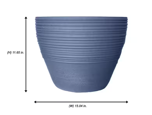 VIGORO 15 in. Ashton Large Brushed Denim Blue High-Density Resin Planter (15 in. D x 11.7 in. H)