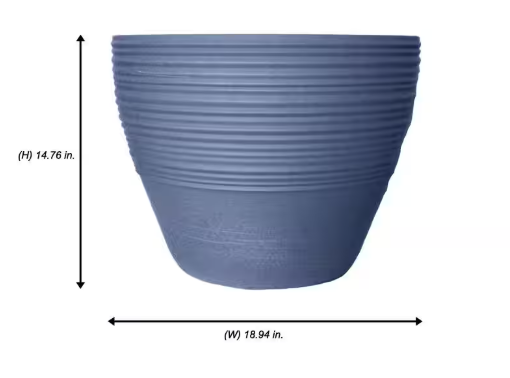VIGORO 18.9 in. Ashton Large Brushed Denim Blue High-Density Resin Planter (18.9 in. D x 14.8 in. H)