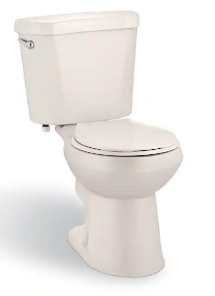 Glacier Bay 2-Piece 1.28 GPF High Efficiency Single Flush Round Toilet in Biscuit, Seat Included