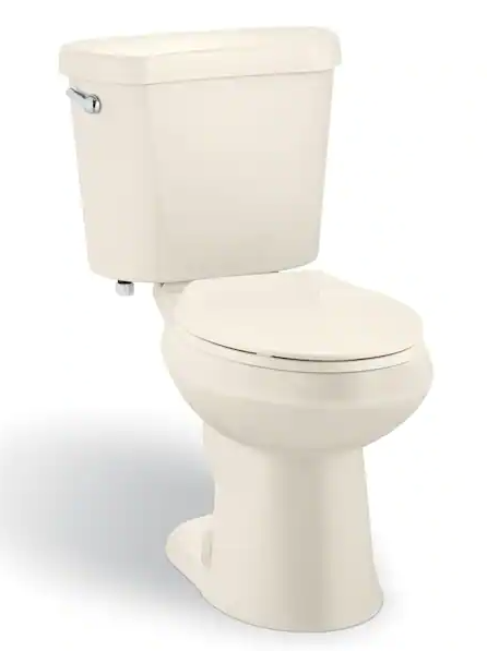 Glacier Bay 2-Piece 1.28 GPF High Efficiency Single Flush Elongated Toilet in Bone, Seat included