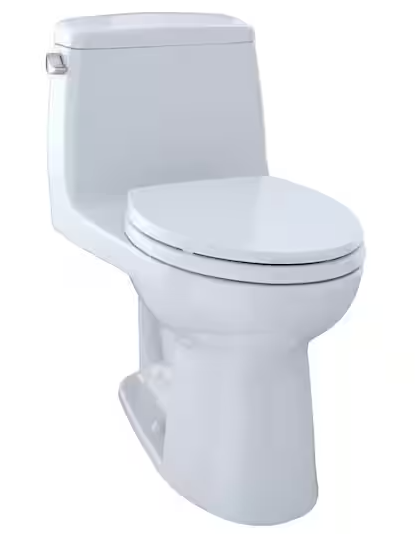TOTO Eco UltraMax 1-Piece 1.28 GPF Single Flush Elongated Standard Height Toilet in Cotton White, SoftClose Seat Included