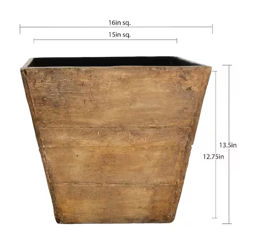 16 in. x 13.5 in. H Barnwood Square Composite Floor Planters