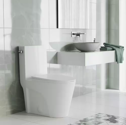 Swiss Madison St. Tropez 1-Piece 1.28 GPF Single Flush Elongated Toilet in White Seat Included