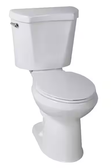 Glacier Bay 10 in. Rough-In Two-Piece 1.28 GPF Single Flush Round Front Toilet in White, Seat Included