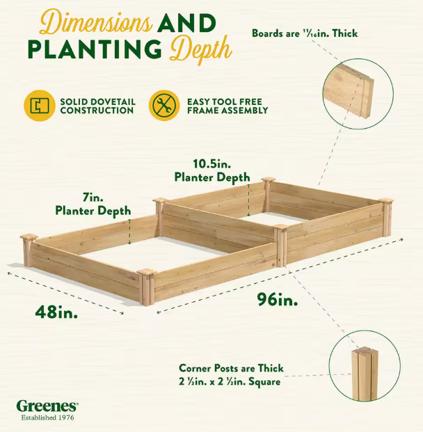 Greenes Fence 4 ft. x 8 ft. x 10.5 in. Original Cedar Raised Garden Bed