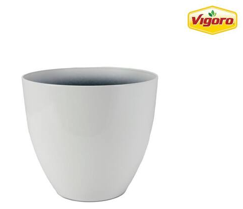 VIGORO 13 in. Cersei Medium Bright White Resin Planter (13 in. D x 11.7 in. H) Retail $24.97