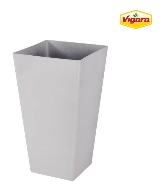 VIGORO 11.5 in. Harmony Medium Bright White Plastic Square Planter (11.5 in. L x 11.5 in. W x 20 in. H)