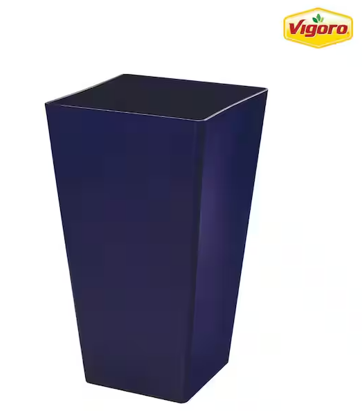 VIGORO 11.5 in. Harmony Medium Cobalt Blue Plastic Square Planter (11.5 in. L x 11.5 in. W x 20 in. H)