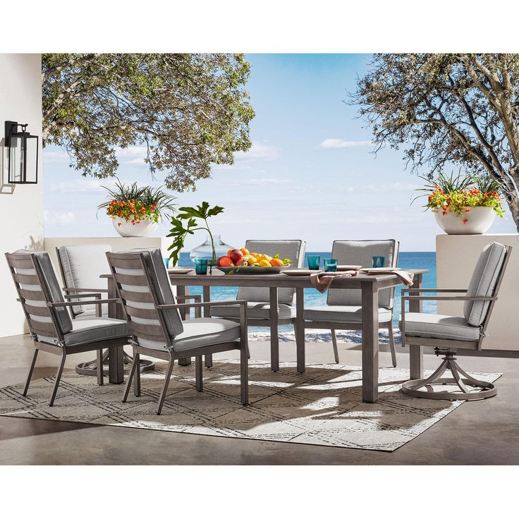 Cahaba 7-Piece Cushion Dining Set - Grey