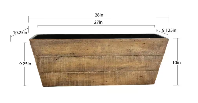 VIGORO 28 in. Dublin Medium Barn wood Brown Composite Planter (28 in. L x 10.3 in. W x 10 in. H)