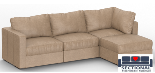 4 Standard Seats + 5 Standard Sides + Taupe combed Chenille Covers - Floor Model Sectional