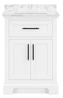 Doveton 24 in. W x 19 in. D x 34 in. H Single Sink Bath Vanity in White with White Engineered Marble Top