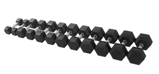 Inspire Fitness 210 lb. Rubber Hex Dumbbell Set with Rack