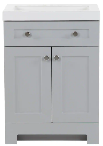 Everdean 24 in. W x 19 in. D x 34 in. H Single Sink Bath Vanity in Pearl Gray with White Cultured Marble Top