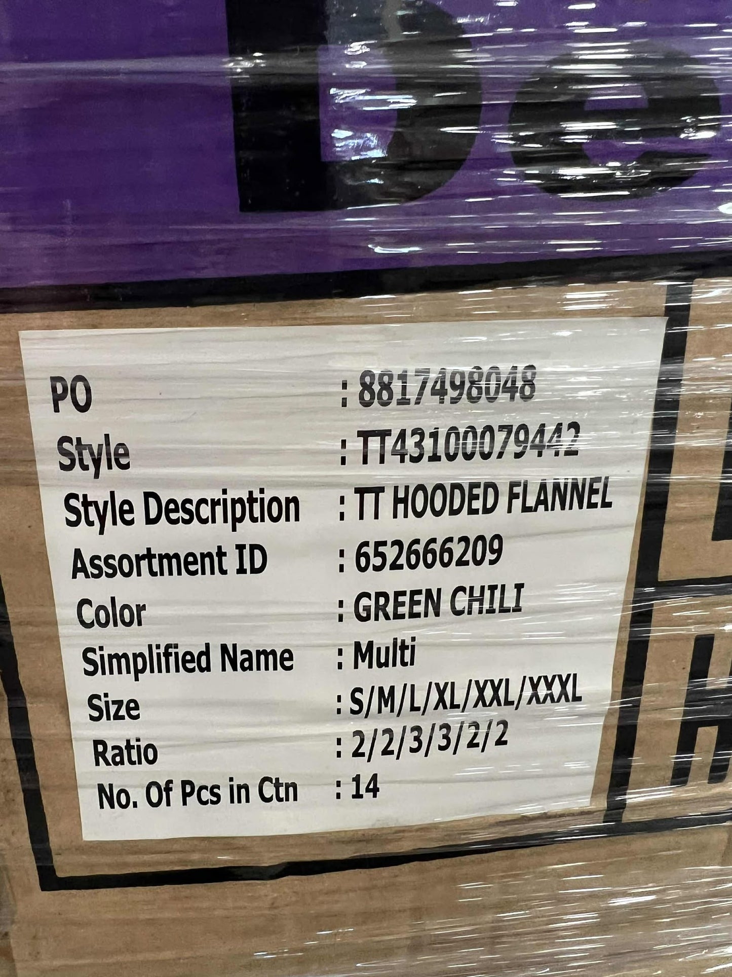 Women's hooded flannel case pack pallet #1-456 units