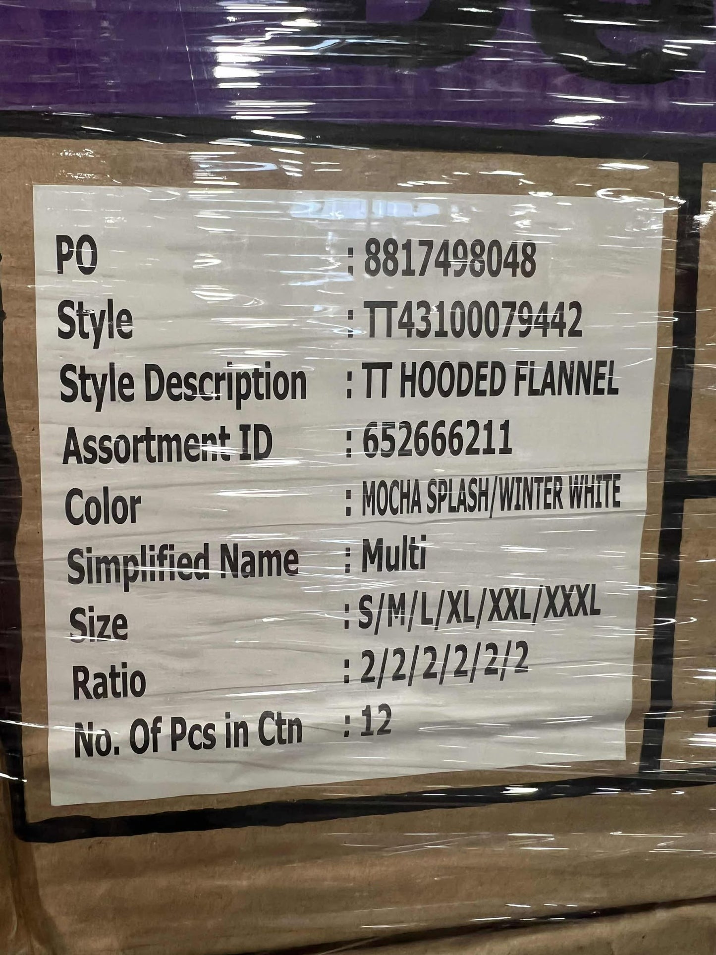 Women's hooded flannel case pack pallet #1-456 units