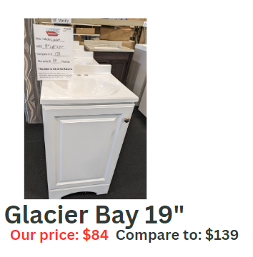 Glacier Bay 19" x 18" x 34" Single Sink Freestanding Bath Vanity in White with