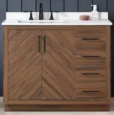Huckleberry 42 in. W x 19 in. D x 34 in. H Single Sink Bath Vanity in Spiced Walnut with White Engineered Stone Top 1009249718