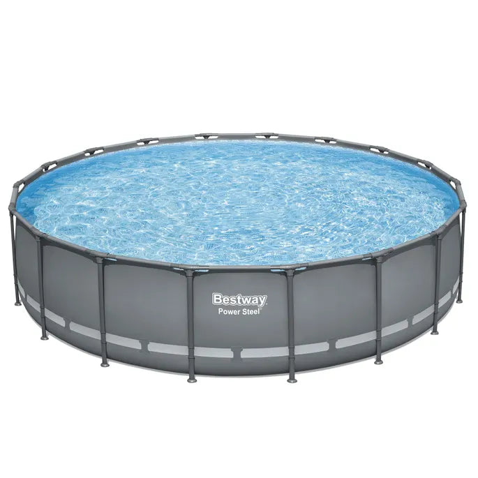 Bestway Power Steel 18’ x 48” Round Above Ground Pool Set with 1,500 gal. Sand Filter Pump