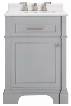 Melpark 24 in. W x 20 in. D x 34 in. H Single Sink Bath Vanity in Dove Gray with White Engineered Marble Top Melpark 24G