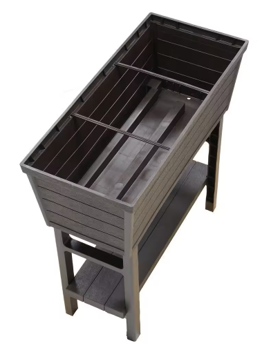 32.25 in. W x 31 in. H Elevated Resin Patio Garden Bed in Brown 1006660557