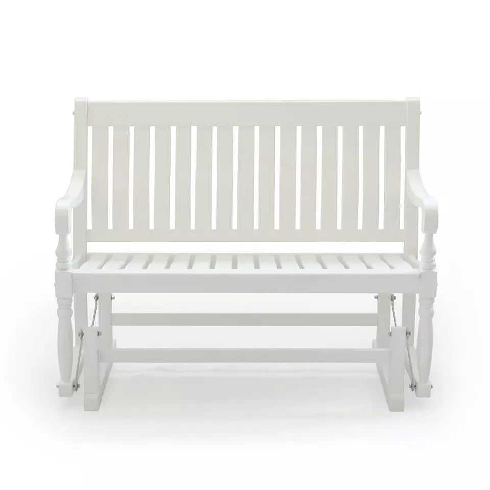 Painted Wood Glider Bench white