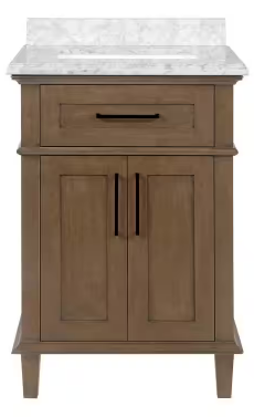 Sonoma 24 in. W x 20 in. D x 34 in. H Single Sink Bath Vanity in Almond Latte with Carrara Marble Top