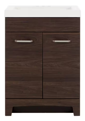 Stancliff 24 in. W x 19 in. D x 34 in. H Single Sink Bath Vanity in Elm Ember with White Cultured Marble Top