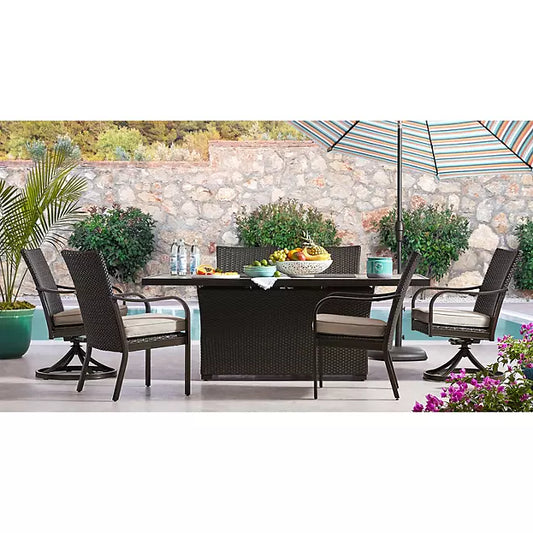 Member's Mark Agio Heritage 7-Piece Fire Pit Patio Dining Set