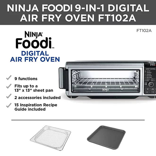 Ninja Foodi 9-in-1 Digital Air Fry Oven, Convection Oven, Toaster, Air Fryer, Flip-Away for Storage