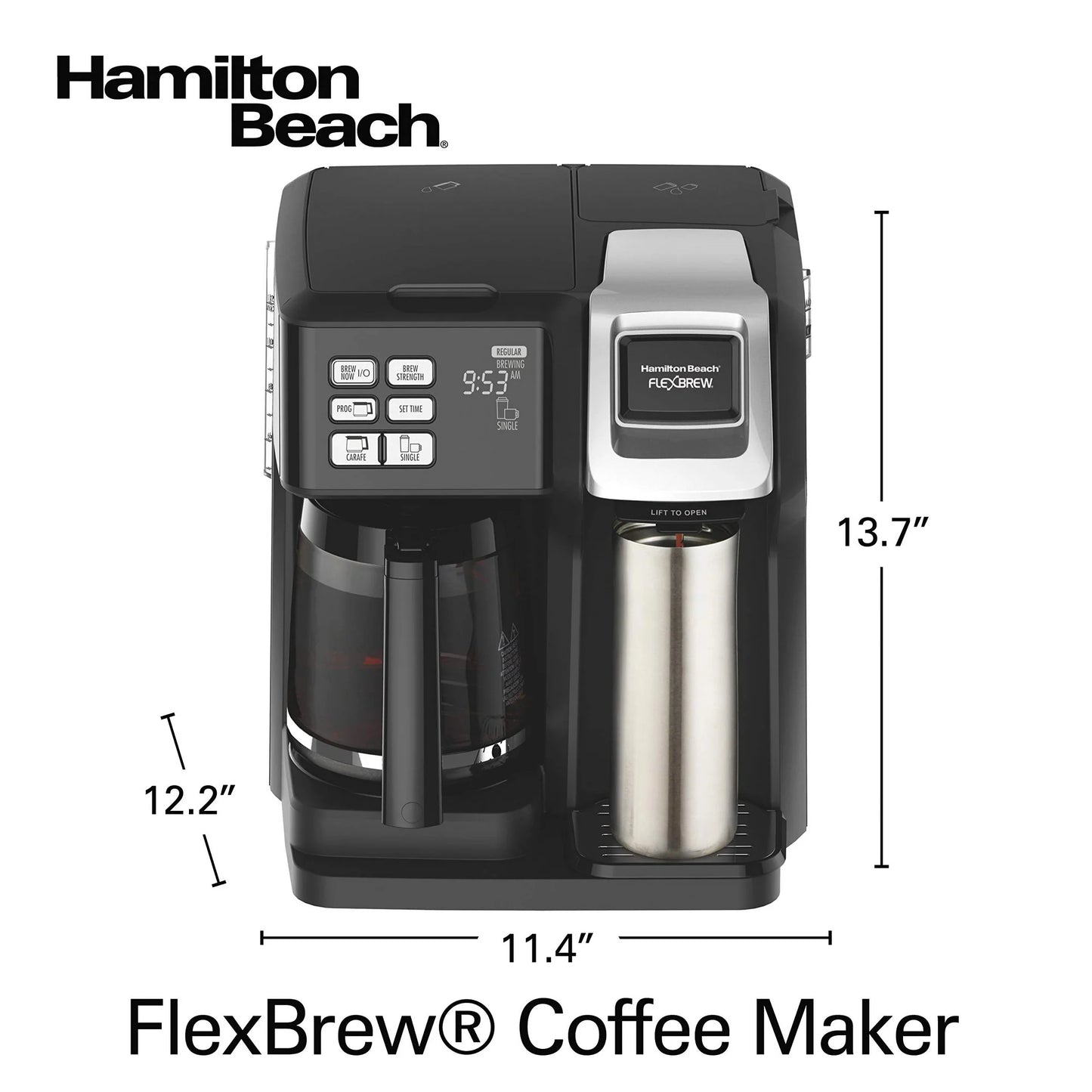 Hamilton Beach FlexBrew Trio Coffee Maker Black 12 Cups and Single-Serve 49957