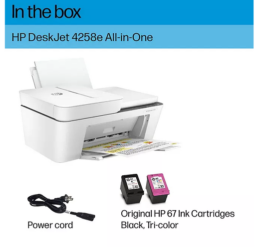 HP DeskJet 4258e Wireless All-in-One Inkjet Printer, 60K45A