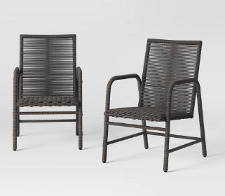 Granby 2pk Padded Wicker Patio Dining Chairs - - Threshold