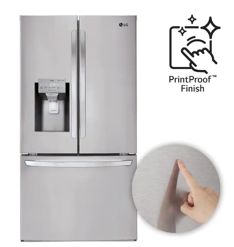LG 26 cu. ft. French Door Smart Refrigerator with Ice and Water Dispenser in PrintProof Stainless Steel Model LFXS26973S