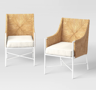 Stanton 2pk Rush Weave Club Chairs - White/Natural - Threshold™ Designed with Studio McGee
