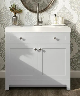 Everdean 36 in. W x 19 in. D x 34 in. H Single Sink Freestanding Bath Vanity in White with White Cultured Marble Top