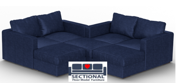 7 seats + 8 sides Standard Fill + Storage seat standard fill  Sapphire Navy Corded Velvet covers- Floor Model Modular Sectional