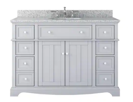 Fremont 49 in. W x 22 in. D x 34 in. H Vanity in Grey with Grey Granite Top and White Sink