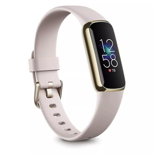 Fitbit Luxe Soft Gold Stainless Steel Tracker & Lunar White Classic Band (soft)