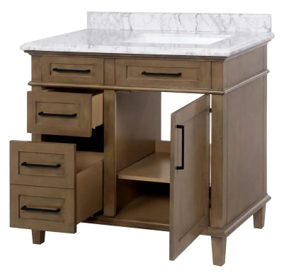 Sonoma 36 in. W x 22 in. D x 34 in. H Single Sink Bath Vanity in Almond Latte with Carrara Marble Top
