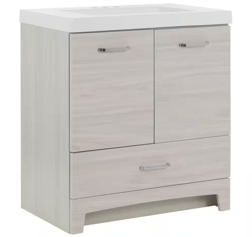 Stancliff 30 in. W x 19 in. D x 34 in. H Single Sink Freestanding Bath Vanity in Elm Sky with White Cultured Marble Top