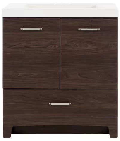 Stancliff 30 in. W x 19 in. D x 34 in. H Single Sink Bath Vanity in Elm Ember with White Cultured Marble Top