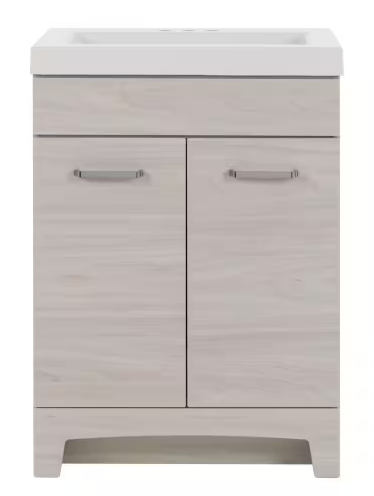 Stancliff 24 in. W x 19 in. D x 34 in. H Single Sink Freestanding Bath Vanity in Elm Sky with White Cultured Marble Top